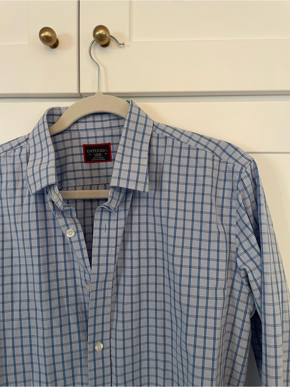 UNTUCKit Men’s Blue Check Button Down Shirt